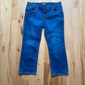 Old Navy Button Fly Flare Ankle Cropped Jeans